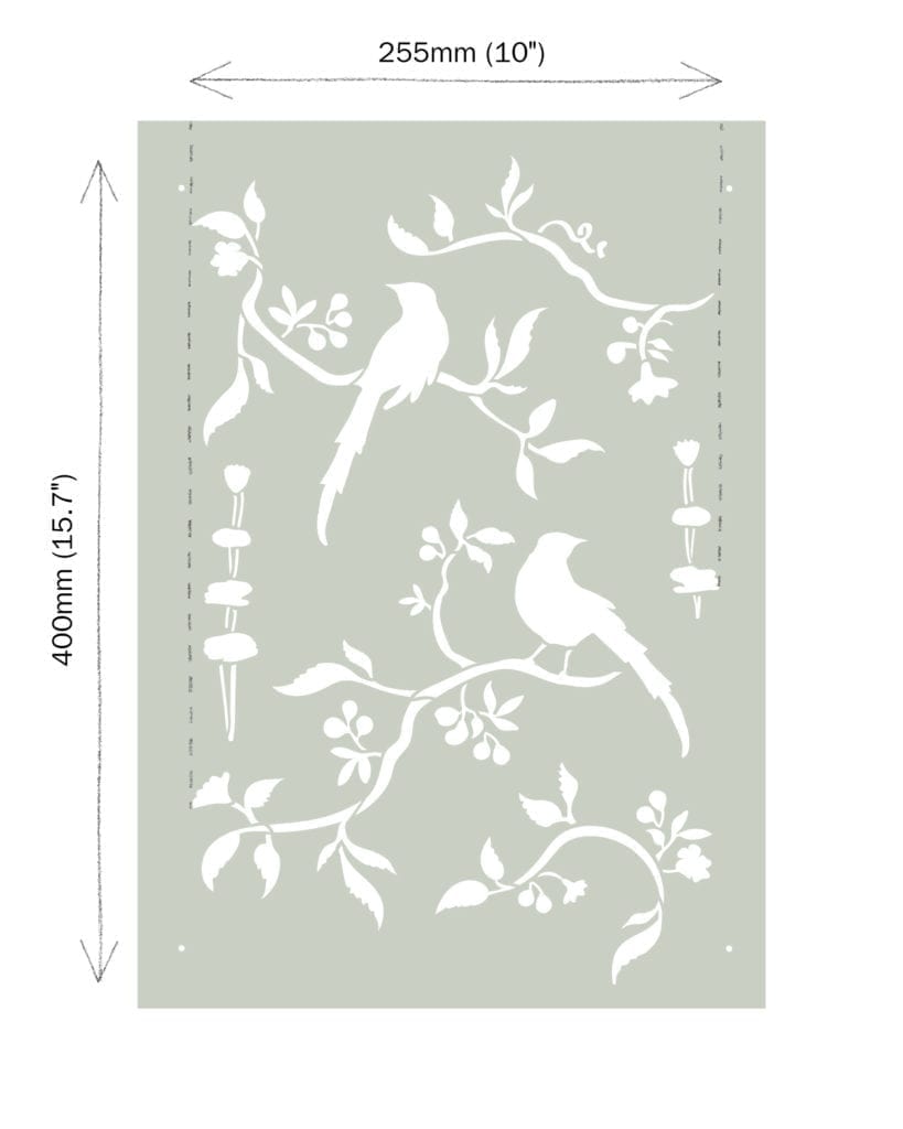 Stencil A3 Design Chinoiserie Birds (plantilla)
