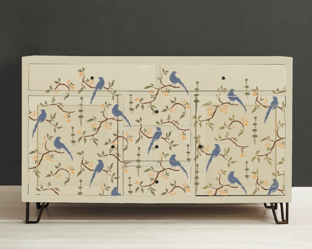 Stencil A3 Design Chinoiserie Birds (plantilla)