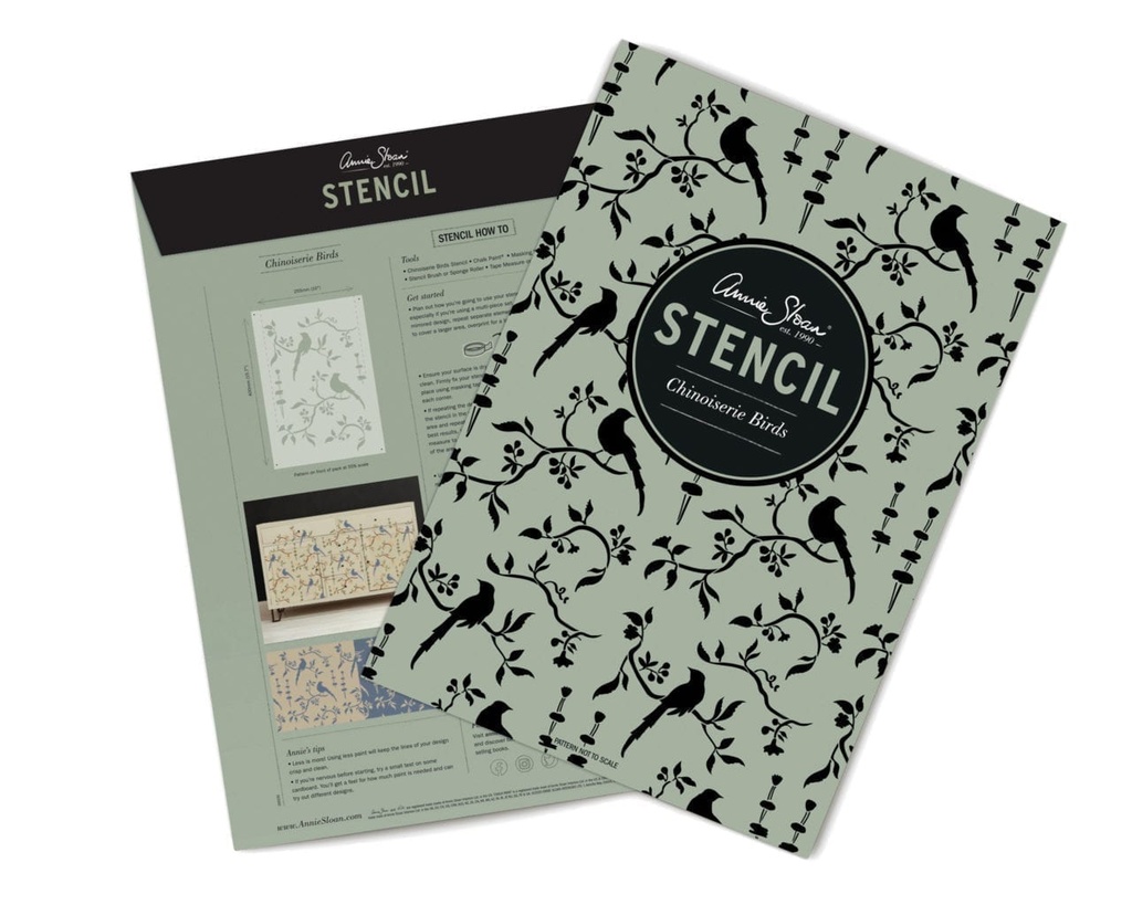 Stencil A3 Design Chinoiserie Birds (plantilla)