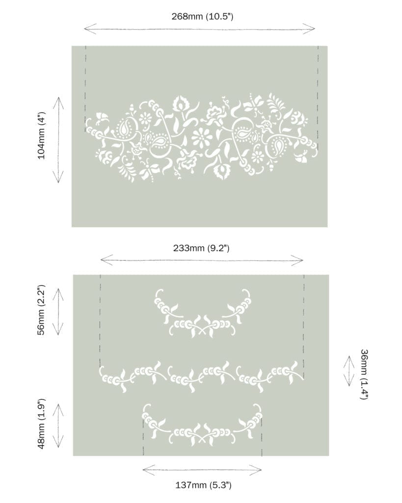 Stencil A4 Design Paisley Floral Garland (plantilla)