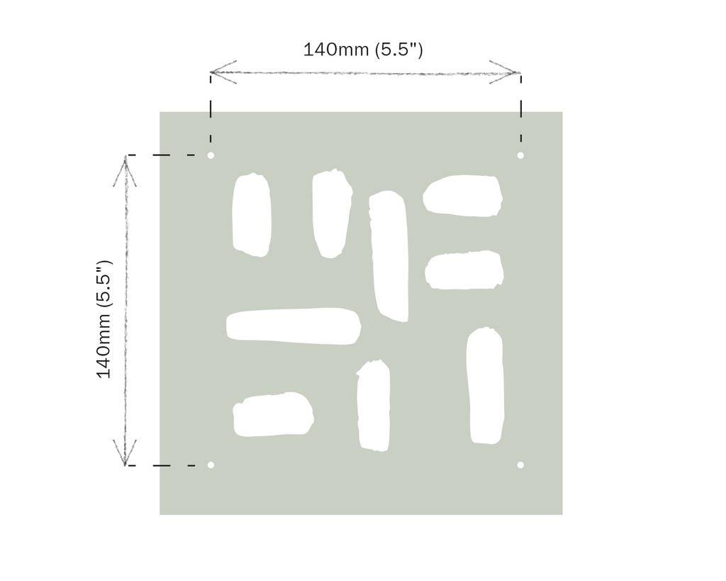 Stencil Square Design Brushwork Tile (plantilla)