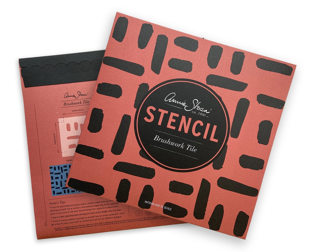 Stencil Square Design Brushwork Tile (plantilla)