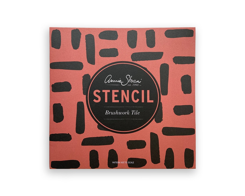 Stencil Square Design Brushwork Tile (plantilla)