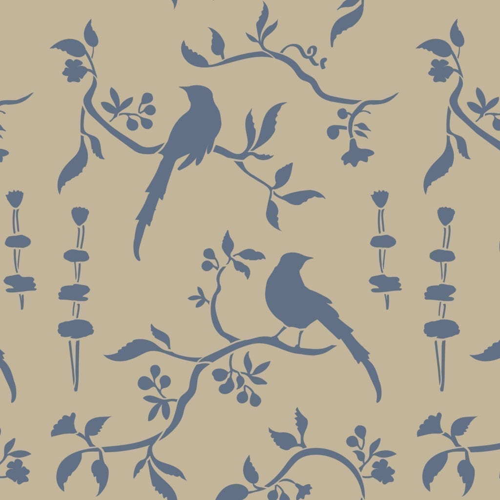 Stencil A3 Design Chinoiserie Birds (plantilla)
