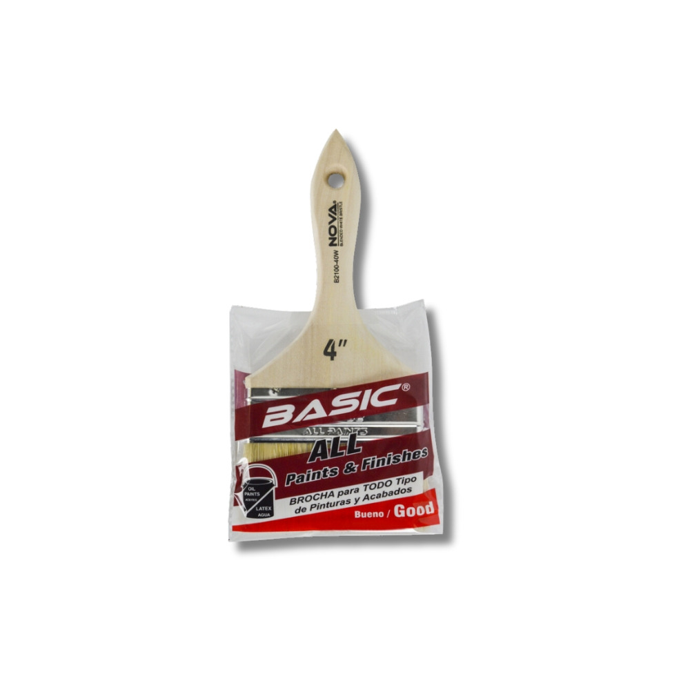 NOVA BASIC B2 ALL PAINTS WHITE BRISTLE BRUSH 4"